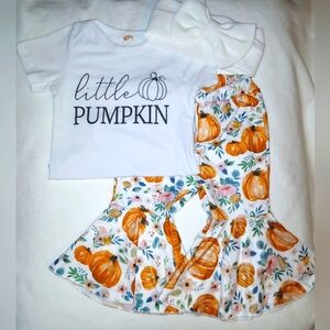 "Little pumpkin" outfit size 12-24months with headband.